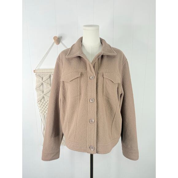 NWT Joie Teddy Jacket Womens XL Camel Tan Cropped Moto Shacket - Picture 1 of 8